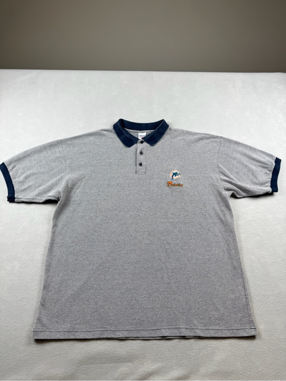 Vintage True Fan Miami Dolphins Shirt Mens XXL Polo Gray Football Embroidered